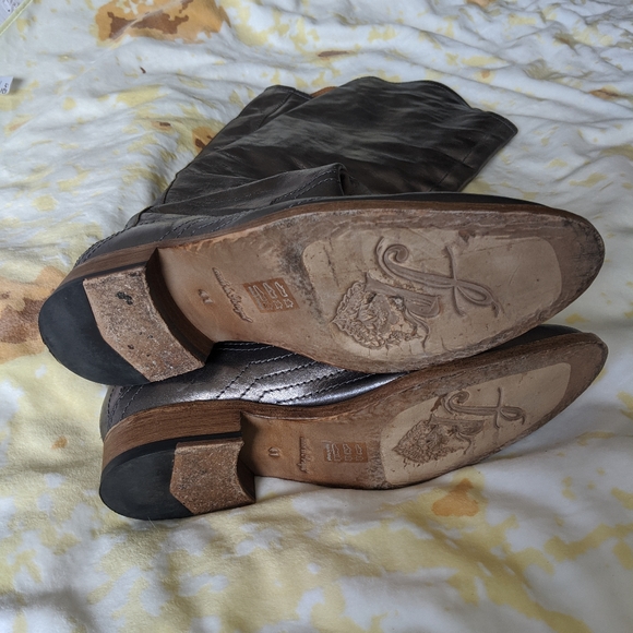 Free People Silver Leather Riding Boots size 10 - Picture 3 of 5